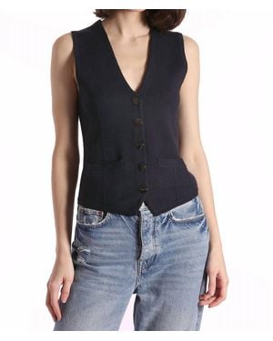Minnie Rose Cotton Blend Vest With Snaps - Blue