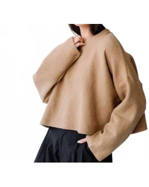 Natalie Busby Cropped Crew Sweater - Brown