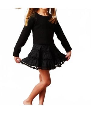Theme Girls Sofia Heart Bow Lace Mini Skirt - Black