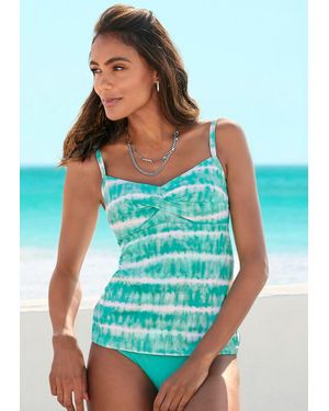 Lascana Tie Dye Underwire Tankini Top - Blue