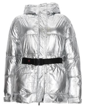 Canadian Shiny Metallic Puffer Jacket With Adjustable Waist - Gray