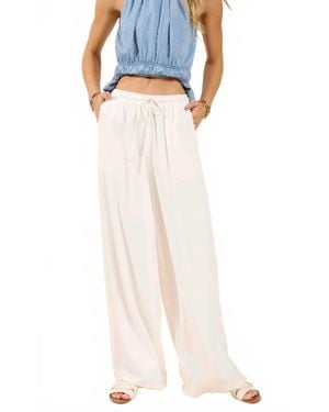 Sadie & Sage Sugarloaf Elastic Waist Pants With Lining - Blue
