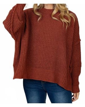 White Birch Long Sleeve Solid Knit Sweater - Red
