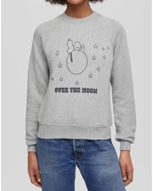 RE/DONE Classic Snoopy Over The Moon Crewneck Sweatshirt - Gray