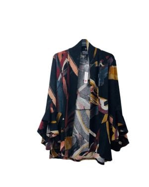 FRANK LYMAN Ruffle Bell Sleeves Pull On Jacket - Blue