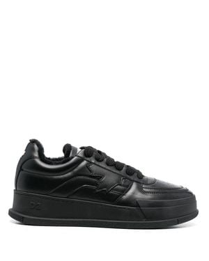 DSquared² Canadian Embossed Leather Low-Top Sneakers - Black