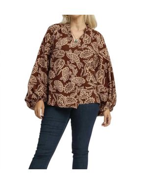Umgee Artsy Vibes Two Tone Blouse - Black