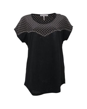 Sandro Sandro Paisley Studded Short-Sleeved Blouse - Black