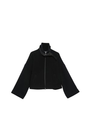 Co.Go High Neck Belted Wool Jacket - Black