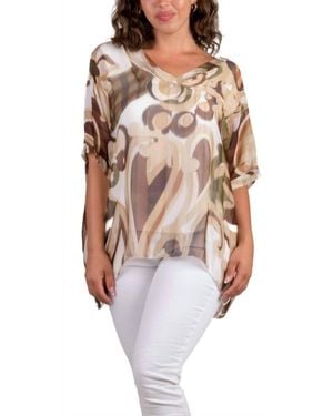 Gigi Moda Lizane Swirl Print Blouse - Natural
