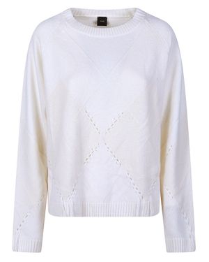 Pinko Berna Textured Geometric Wool Sweater - White