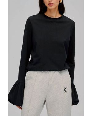 Sleeper Ruffled Stretch-Cotton Jersey T-Shirt - Black