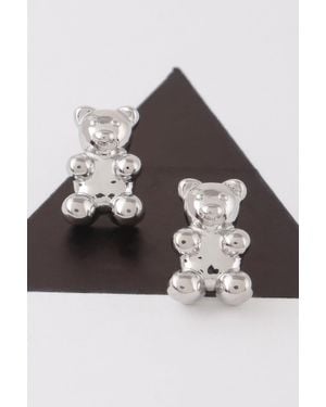 Fashnzfab Teddy Bear Stud Earrings - Brown