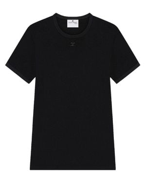 Courreges Crew Neck Embroidered Logo Polo - Black