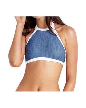 Seafolly Block Party High Neck Bikini Top - Blue