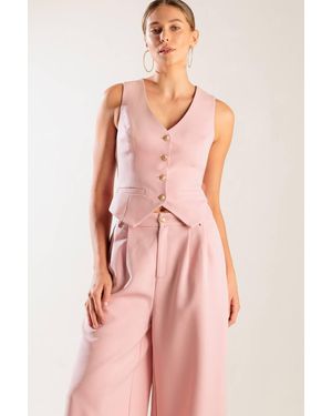 TRUEDAMES In My Own World Woven Vest - Pink