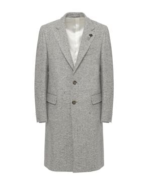 Lardini Herringbone Pattern Wool Coat - Gray