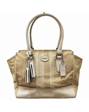 COACH Canvas Leather Signature Shoulder Bag - Metallic