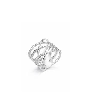 Gold & Honey Diamond Cut Crisscross Ring - White