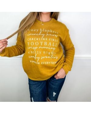 Oat Collective Fall Things Long Sleeve Graphic Crewneck Sweatshirt - Yellow