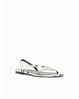 STAUD Louden Strappy Metallic Leather Sandal - White