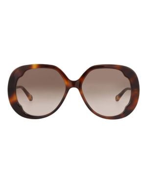Chloé Round-Frame Recycled Acetate Sunglasses - Brown