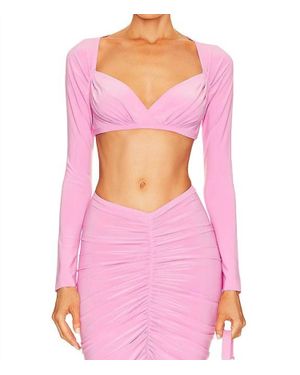 Norma Kamali Cropped Sweetheart Top In Candy Pink