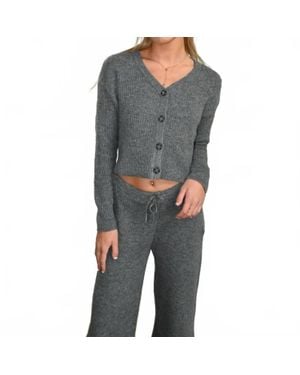 Vintage Havana Sweater Terry Button Front Cardigan - Gray