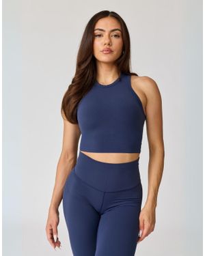 AVA Active Hera High Neck Crop Tank - Blue