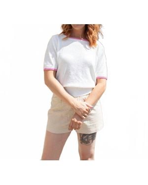 Anniewear Square Neck Short Sleeve Top - White