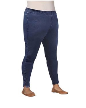 On The Plus Side Plus Size Premium High Rise Denim Jegging - Blue