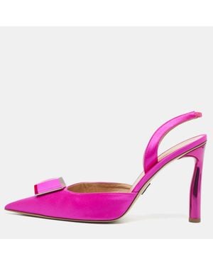 Paul Andrew Satin Crystal Cube Embellished Rhea Slingback Pumps - Pink