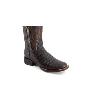 Forastero Croco Embossed Leather Cowboy Boots - Black