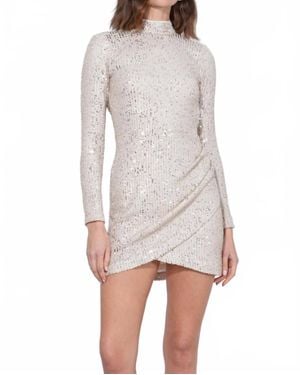 Adelyn Rae Riina Sequins Mock Neck Mini Dress - Gray