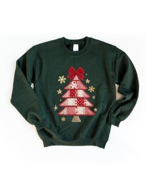 Simply Sage Market Christmas Tree Patchwork Print - Green