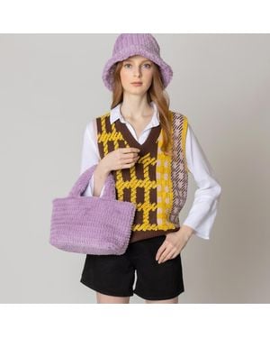 Fashnzfab Fuzzy Fur Mini Tote Bag - Purple
