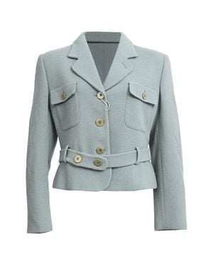 Giorgio Armani Belted Single-Breasted Cropped Blazer - Blue