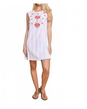 Guadalupe Camelia Shift Dress - White