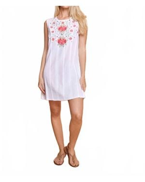 Guadalupe Camelia Shift Dress - White