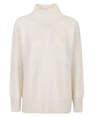 Aragona Over Raglan Cashmere Mock Sweater - White
