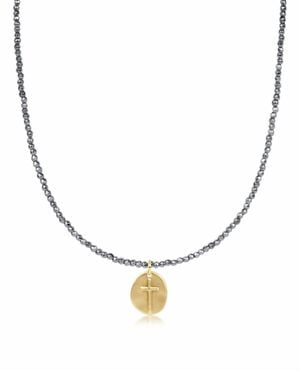 NEWTONE Faceted Hematite Inspire Small Charm Necklace - Metallic