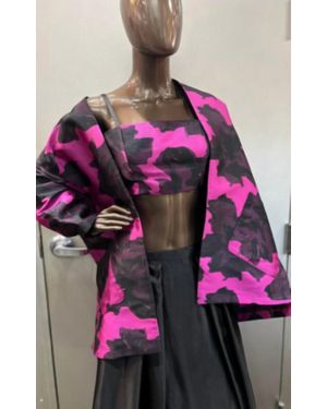 Zinzane Abstract Floral Bandeau And Jacket Set - Pink