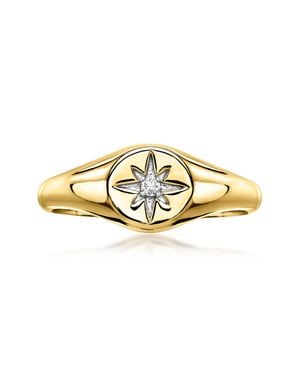 Ross-Simons 18Kt Over Sterling North Star Ring With Single Lab-Grown Diamond - Metallic