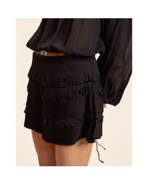 Cynthia Rowley Ruffle Pleated Micro Skirt - Black