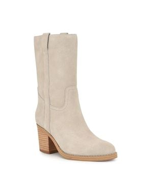 Nine West Hess Boots Light Almond Toe Block Heel Ver609 - White