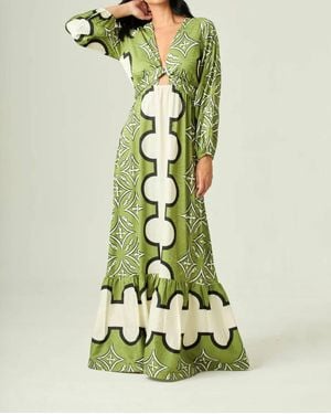 Lavi Eva Printed Maxi Dress - Green