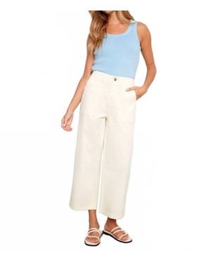 Charlie b Cropped Utility Pocket Twill Pant - White