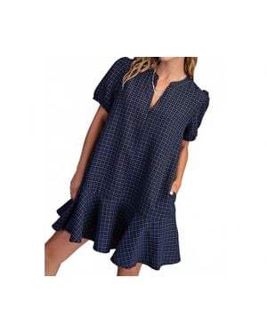 Style USA Eliza V-Neck Flutter Mini Dress - Blue