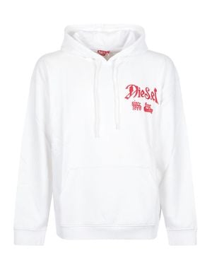 DIESEL S-Box T-Aa2 Graphic Printed Hoodie - White