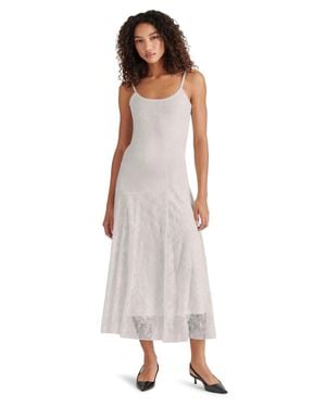 Steve Madden Veera Flowy Dress Lace Scoop Neck Preppy Pall341 - White